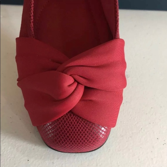 Sold-Karen Scott Flats Dark Red Leather Satin Bow Sz 7.5 - Picture 8 of 10